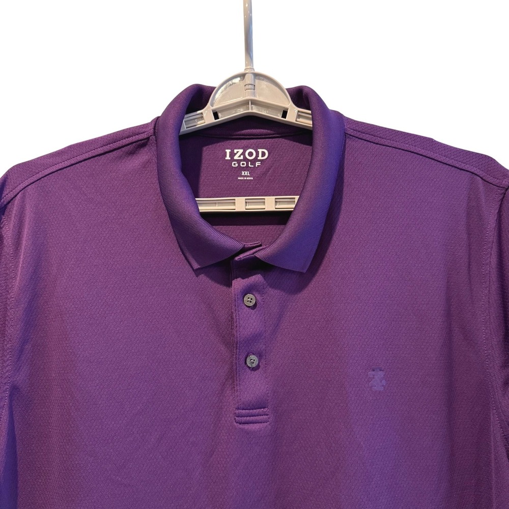 IZOD GOLF Mens Purple Textured Polo Shirt XXL Short Sleeve Breathable Sportswear